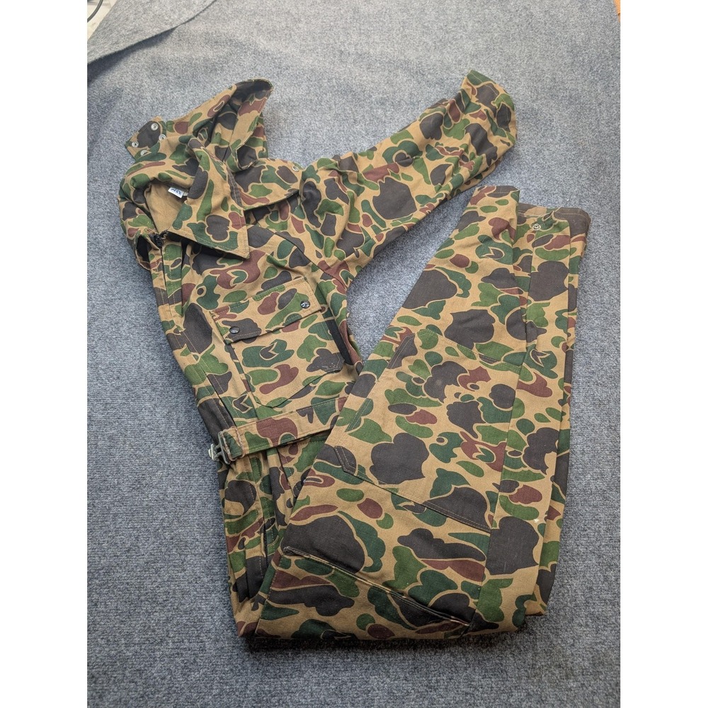 Vintage ALP Duck Camo Hooded Hunting Coveralls Mens Large Canvas USA 70s